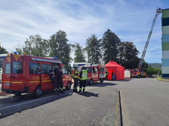 Einsatzort des ELW mit Team bei der Großübung in Bad König